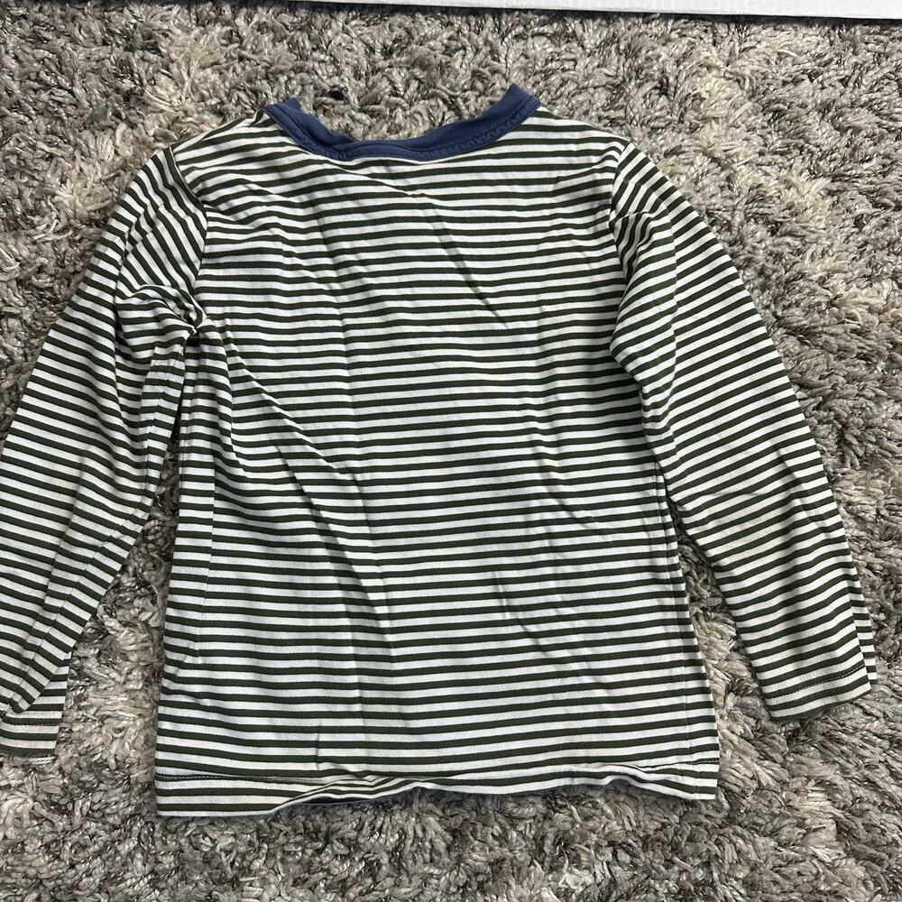Kitestrings Hartsrings Blue Green Striped Henley Long Sleeve Shirt Boys Size 7 - Picture 4 of 7